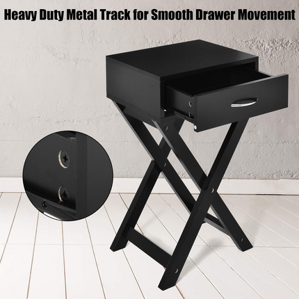 Dreamade Nightstand with Drawer X-Shaped Design Sofa Side Table