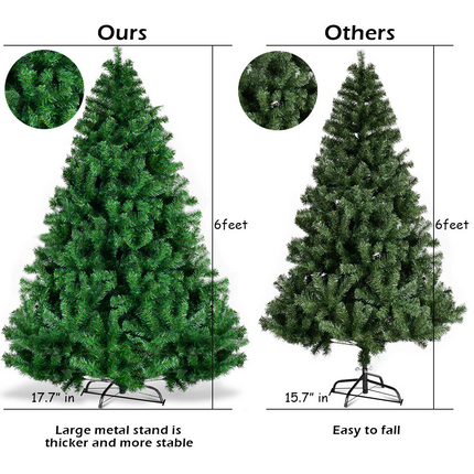 Dreamade Artificial Christmas Tree, Unlit Premium Hinged Spruce Xmas Tree with Solid Metal Stand, for Outdoor and Indoor Decor - DreamadeUS