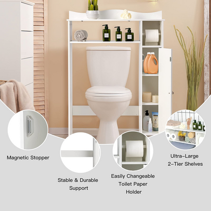 Dreamade Over-The-Toilet Storage Rack, Bathroom Freestanding Space Saver with 1-Door Side Storage Cabinet