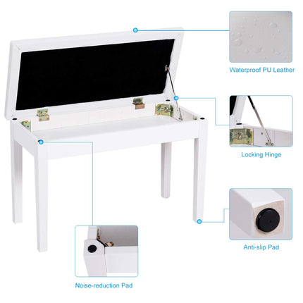 Dreamade Piano Bench W/Padded Cushion and Music Storage, Comfortable Double Duet Seat