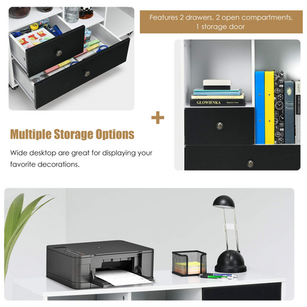 Dreamade Lateral File Cabinet 2 Drawer Printer Stand, Rolling Storage Office Cabinet with Lockable Wheels