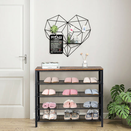 5-Tier Shoe Rack, Industrial Metal Shoe Storage Organizer - Dreamadeus