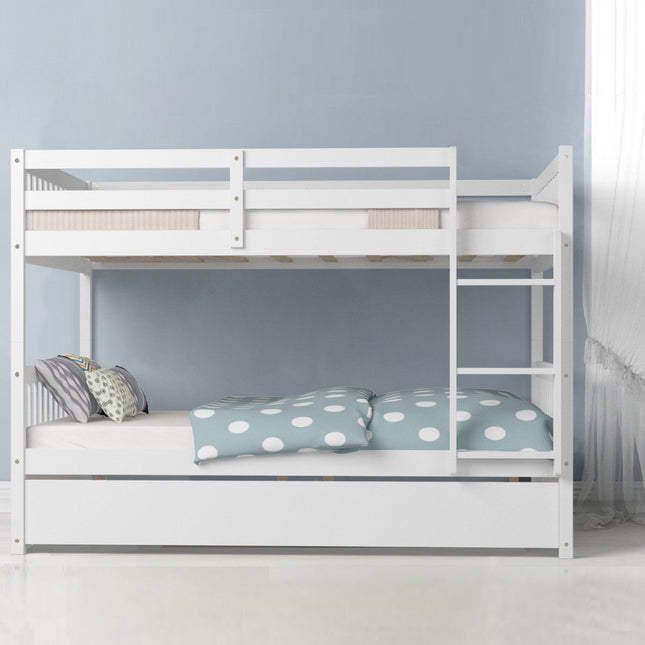 Dreamade Full Over Full Bunk Bed with Trundle Guardrails and Ladder