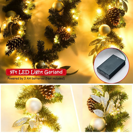 9FT Pre-lit Christmas Garland, with 50 LED Lights - DreamadeUS