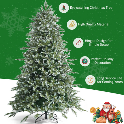Dreamade 8ft Artificial Christmas Tree, Unlit Hinged Xmas Spruce Tree w/ 1658 Mixed PE & PVC Branch Tips - DreamadeUS