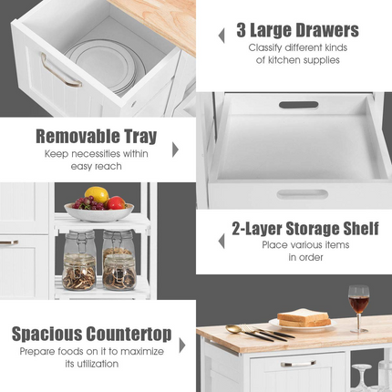 Dreamade Kitchen Island Cart, Home Bar Serving Cart