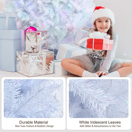 Dreamade Artificial Christmas Tree, Hinged Unlit Full Xmas Pine Tree, Quick Set-Up, for Indoor Home Office Holiday Decoration - DreamadeUS