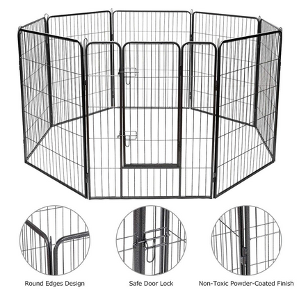 Dreamade 8 Panel Pet Playpen with Door, Foldable Dog Exercise Pen (40")