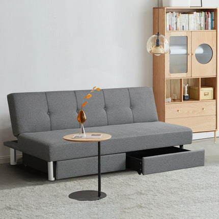 3-Seat Convertible Sofa Bed,Long Sofa w/ 2 Large Drawers, Ergonomic Sleeper w/ 3 Adjustable Angles - Dreamadeus