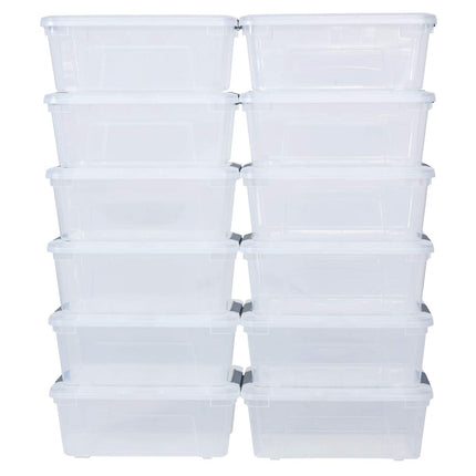 Dreamade 12 Pack Storage Box Storage Tote Boxes W/Clear Lid 12.7 Quart