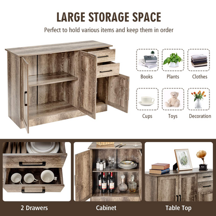 Dreamade Buffet Server Sideboard Storage Cabinet Console Table Utensils Organizer