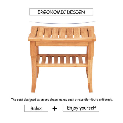 Bamboo Shower Bench Seat with Storage Shelf - Dreamadeus