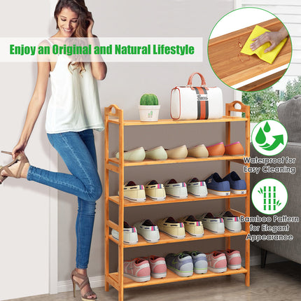 Bamboo Shoe Rack 5 Tier, Freestanding Shoe Rack - Dreamadeus