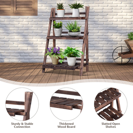 Dreamade 3 Tier Folding Wooden Plant Stand
