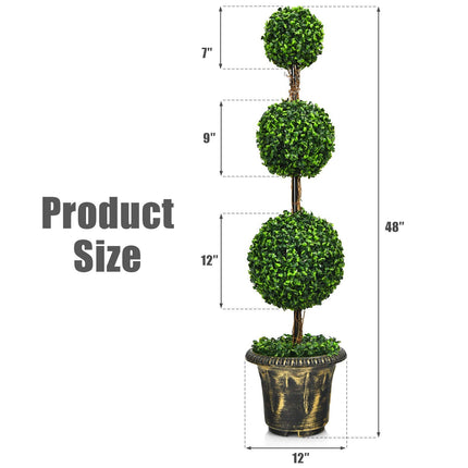 3 Ft /4 Ft Artificial Boxwood Topiary Tree, Fake Greenery Plants Ball Tree - DreamadeUS