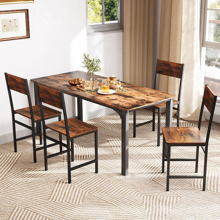 Dreamade Dining Chairs Set, Industrial Kitchen Chairs with Metal Legs, Slanted Back