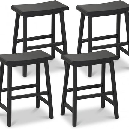 Dreamade 24 Inch Counter Height Saddle Bar Stools with Footrest (2/4)
