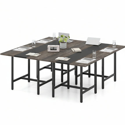 Dreamade 39.5" Square Conference Table, Meeting Table for 4 People | Heavy-Duty Metal Frame