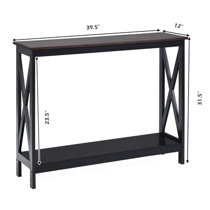 Dreamade Console Table 2-Tier with Storage Shelf,X-Design Bookshelf