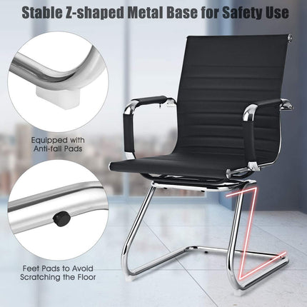 Dreamade Conference Chair Set of 4 Heavy Duty PU Leather W/Protective Arm Sleeves