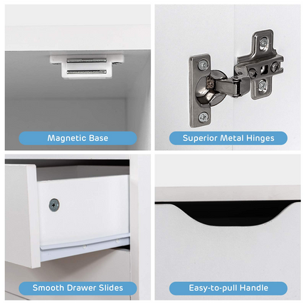 Dreamade Drawers Cabinet Mobile Lateral Filing Organizer with 5 Drawers,1 Side Cabinet and Wheels Mobile Side Cabinet Chest