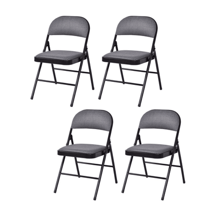 4-Pack Folding Chairs with Metal Frame and Fabric Upholstered Padded Seat - Dreamadeus