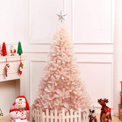 Artificial Pink Christmas Tree, 6ft/7ft Premium Unlit Hinged Spruce Full Tree - DreamadeUS