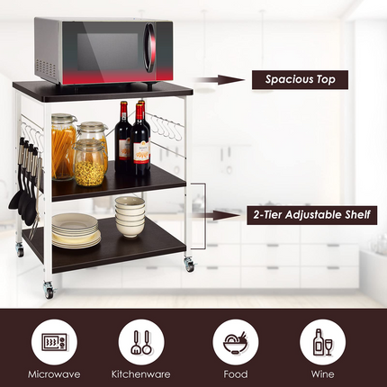 Dreamade Kitchen Baker's Rack 3-Tier Microwave Cart on Wheels