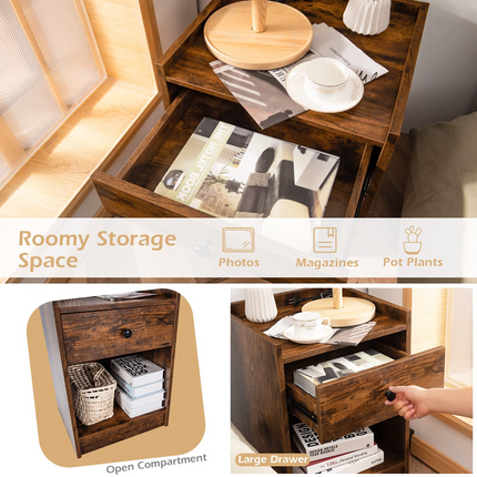 Dreamade Nightstands Set of 2, Modern End Tables w/Storage Drawer & Open Compartment