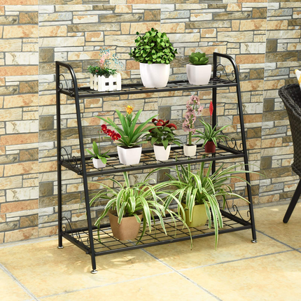 Dreamade 3 Tier Metal Plant Stand, Indoor Outdoor Plant Shelf