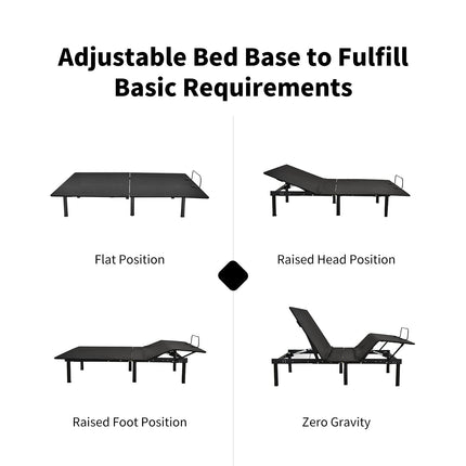 Dreamade Adjustable Bed Base, Electric Adjustable Bed Frame w/ Wireless Remote