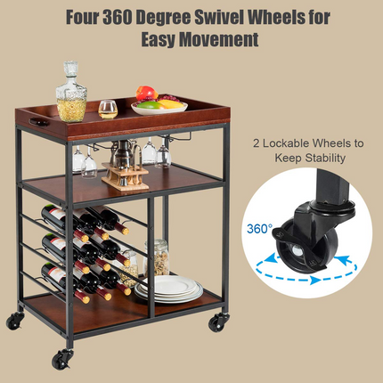 Dreamade 3-Tier Kitchen Island Cart Rolling Trolley