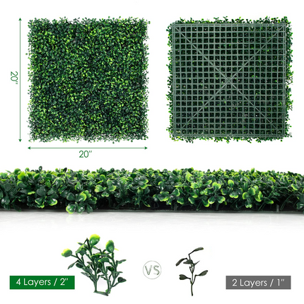Dreamade 12PCS 20x20inch Artificial Boxwood Panels