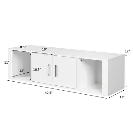 Dreamade Wall Mounted Storage Cabinet and Floating Computer Desk Set W/Storage Shelves for Living Room
