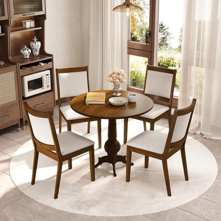 Dreamade Upholstered Dining Chairs Set of 2/4, Modern Farmhouse Kitchen Chairs w/Padded Backrest & Cushioned Seat, Rubber Wood Frame