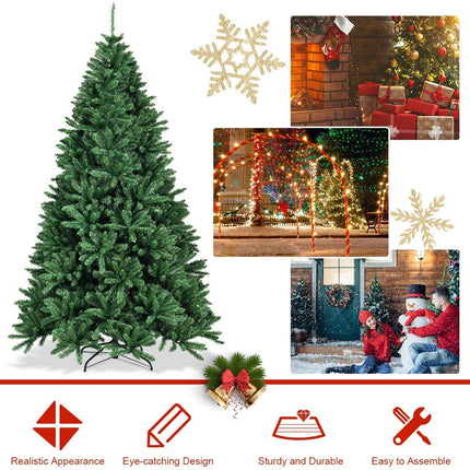 Artificial Douglas Christmas Tree, 7.5 Unlit Hinged Pine Tree with 2254 Branch Tips and Solid Metal Stand - DreamadeUS