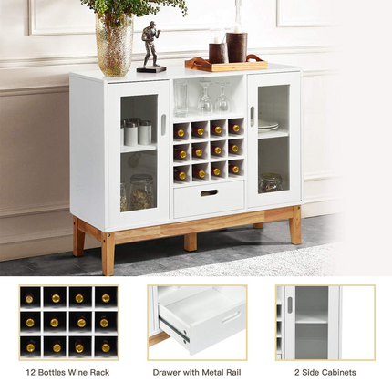 Dreamade Buffet Sideboard, Wood Kitchen Server, Storage Cupboard