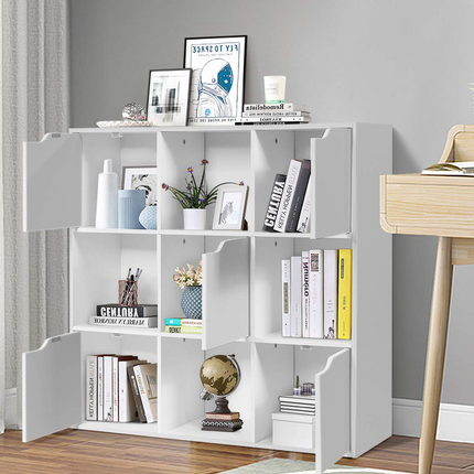 Dreamade 9-Cube Storage Organizer, Storage Cabinet with 4 Open Cubes and 5 Cabinets