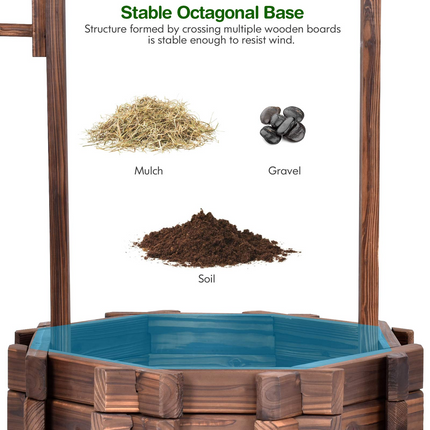 Dreamade Outdoor Wooden Wishing Well with Hanging Bucket