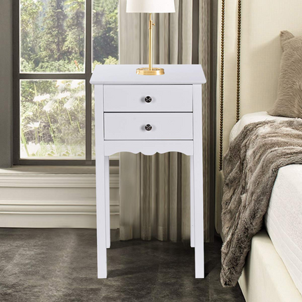 Dreamade End Table w/ 2 Drawers Side Table Nightstand Multi-Purpose Accent Table Living Room Bedroom Home Furniture