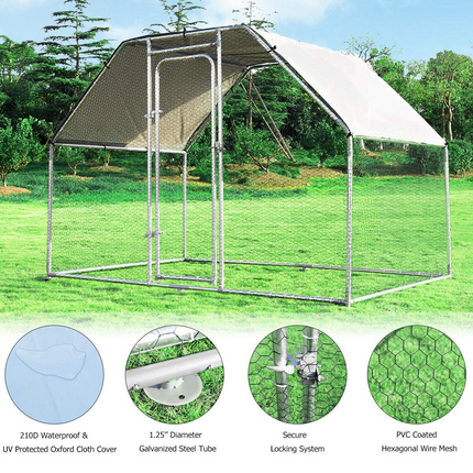 Dreamade Large Metal Chicken Coop Walk-in Chicken Coops Hen Run House Shade Cage