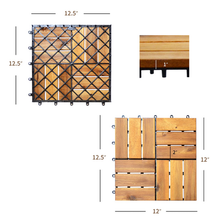 27 PCS Interlocking Patio Deck Tiles - Dreamade