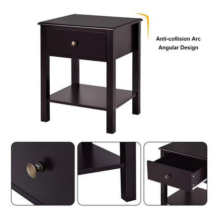 Dreamade Nightstand W/Drawer and Shelf, Stable Frame Storage Cabinet