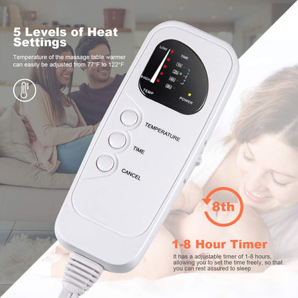 Dreamade Spa Table Heating Pad with Digital Timer and Five Heat Settings, Auto Overheat Protection, Portable Electric Table Warmers