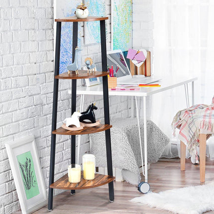 4-Tier Corner Shelf Industrial Multipurpose Bookcase - Dreamadeus