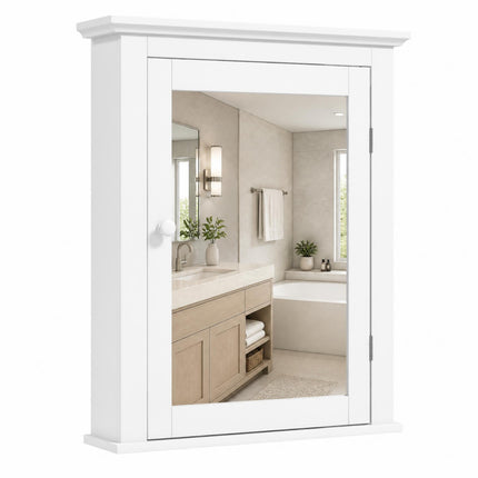 DREAMADE Mirrored Wall Mount Cabinet, Bathroom Storage Cabinet with Adjustable Shelf & HD Mirror