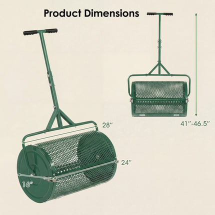 DREAMADE Compost Spreader, Peat Moss Spreader with T Handle, Black