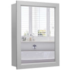 DREAMADE Wall Mount Cabinet with Mirror, Single-Door Wooden Medicine Cabinet with Adjustable Shelf & Mirror
