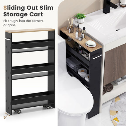 DREAMADE Slim Storage Cart, 4 Tier Narrow Storage Cabinet Between Washer and Dryer