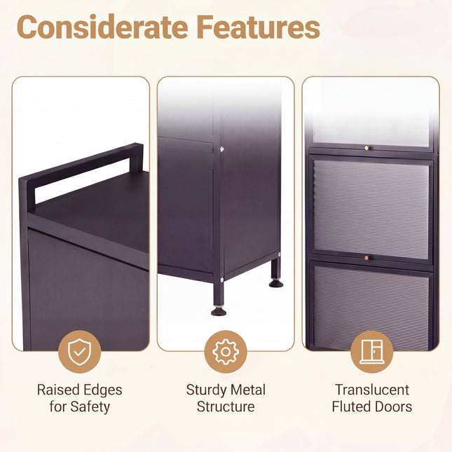 DREAMADE 5-Tier Kitchen Storage Cabinet, Freestanding Bakers Rack, Black